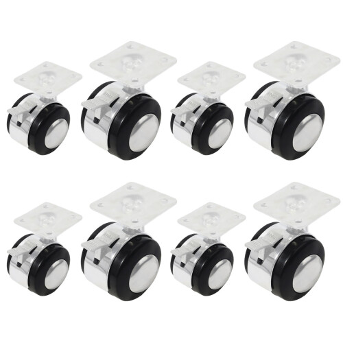 4 Pack Low Profile Quiet Rolling Caster Wheels For Cabinets &-L 1