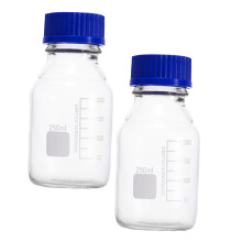 Scientific Glass Culture Bottles 2 Pcs WideMouth Reagent Bottles With Caps For Easy Sample Transfer