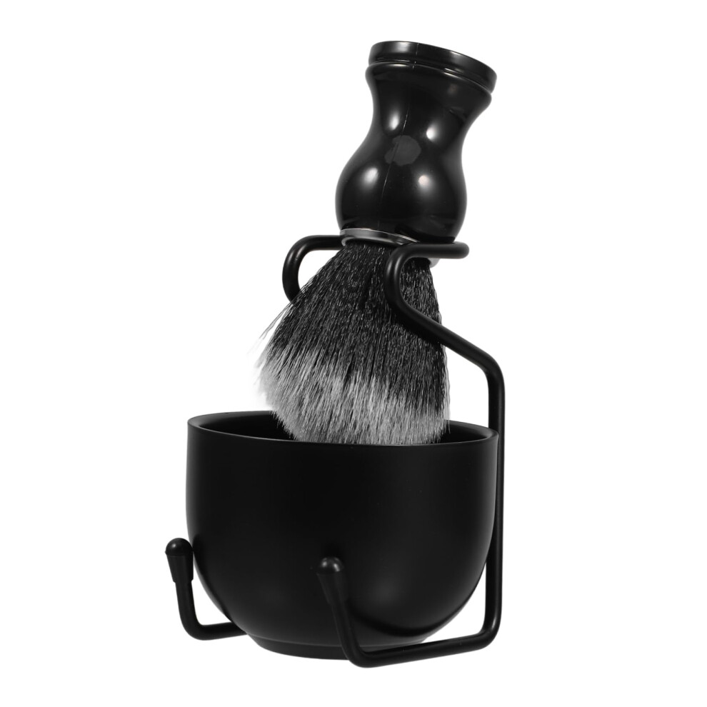 Black Shaving Brush And Bowl Kit Shaving Stand Set Nylon