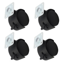 Set Of 4 Quiet Rolling Rubber Casters With Stem Or Plate-L