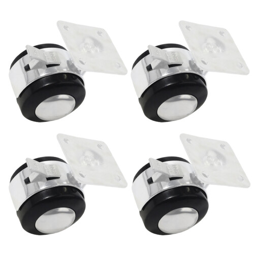 4 Pack Low Profile Quiet Rolling Caster Wheels For Cabinets &-L