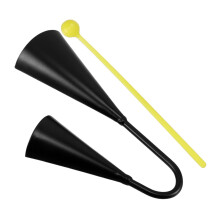 Twotone cowbellhandagogo bell with plastic rod, traditional Latin American percussion instrument, binaural bell for children and toddlers.