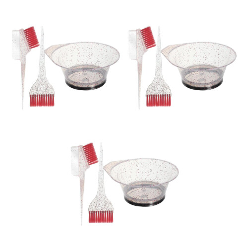 3Sets Haarfärbe- Pink Mit Stabilem Und Mischschale PP 2