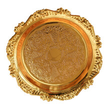 2Stk Goldene Europäische Schmuckablage Metall Vintage Snack Tablett