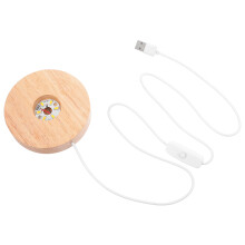 2Stk Holz Display Sockel LED Beige Für Kristallkugel Beleuchtung