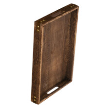 4Stk Großes Holz Tablett Dunkelbraun Robust Für Tee Und Snacks