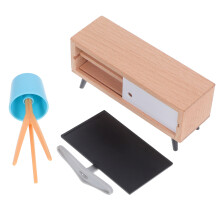 9Stk Puppenhaus Zubehör Holz Möbel Set TV Lampe Realistisch