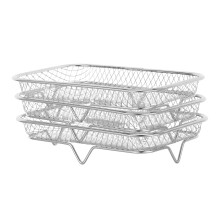 1Set Silver Stainless Steel Air Fryer Food Dehydrator Stackable Shelf
