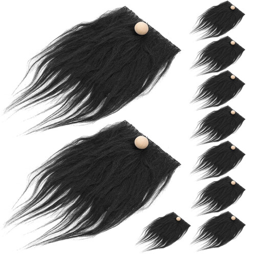 96Conjuntos Material DIY Barbas De Pretas Com De Madeira