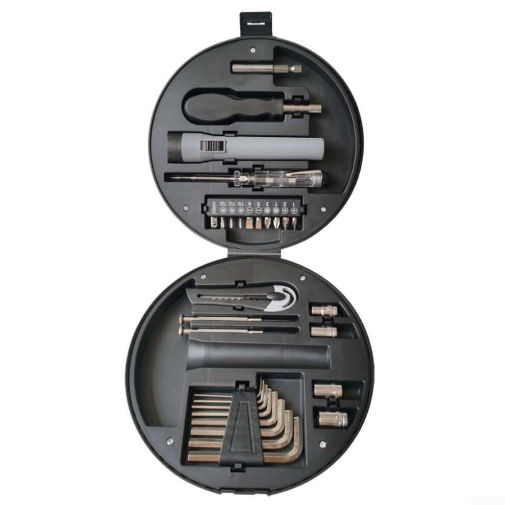 Household Screwdriver And Wrench Kit, Tire Shaped Handle, Ergonomic, Phillips And Flathead Bits, Compact Case 9189345164415