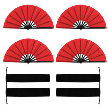 Chinese Kung Fu Hand Fan Handheld Fan,Fabric Folding Fan-Red