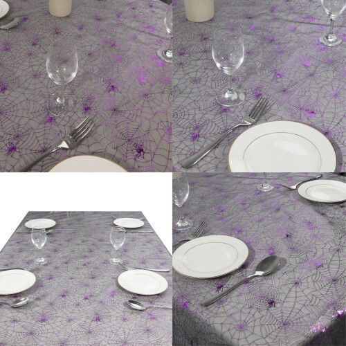 Reusable Halloween Themed Spiderweb Table Cover-Silver 2