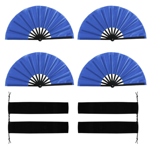 Chinese Folding Fan Retro Handheld Fan Plastic-Royal Blue