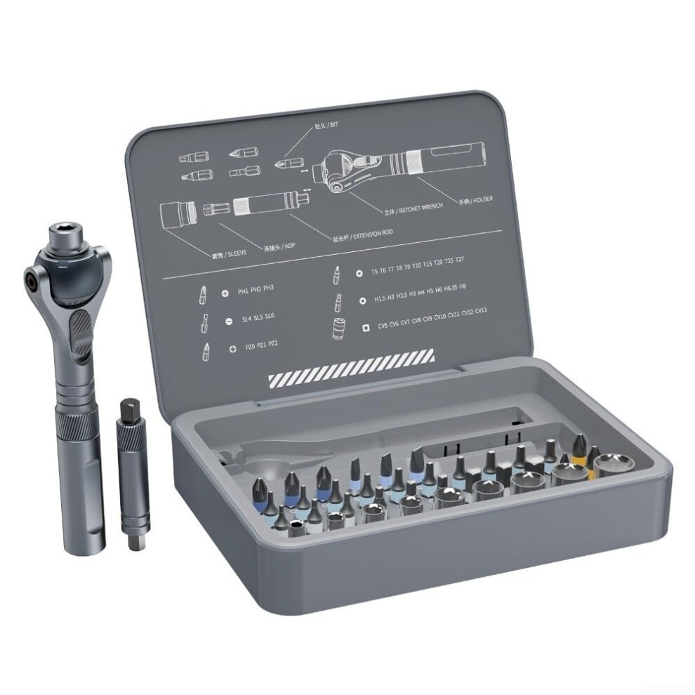 Multifunction 42In1 Ratchet Screwdriver Set With Socket And Alloy Steel Bits For Electronics And Machinery Repairs 9426802410853
