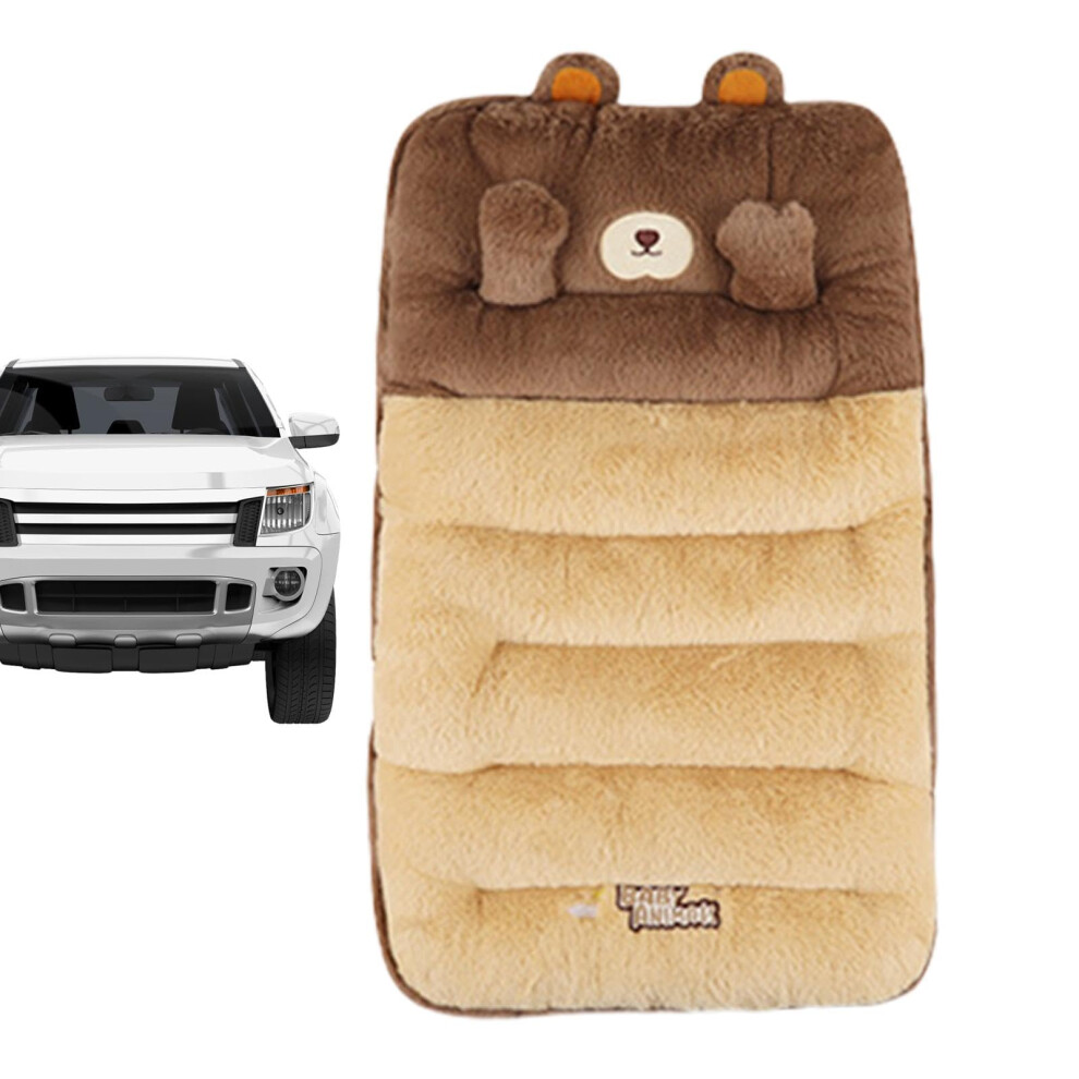Plush Car Seat Cushion, Plush Cartoon Front Seat Cushion Comfort Seat Protector Cushion Winter Protection For Truck, Suv, Car Brown 9412369362902
