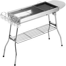 Portable Charcoal Grill with Warming Rack, Folding BBQ for Camping, Picnic and Outdoor Cooking