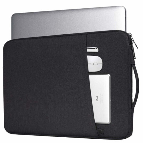 Capa protetora premium para laptops de 13 polegadas, com forro macio e resistente a impactos, interior em camurça suave e bolso extra. Fina e