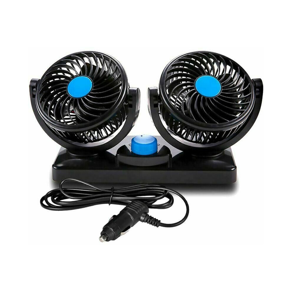 Dual Head Car Cooling Air Fan, Low Energy Consumption 360 Degree Rotation Portable Air Circulation Fan For All Cars, Trunk, Suv, Camper, Atv 9128293471756