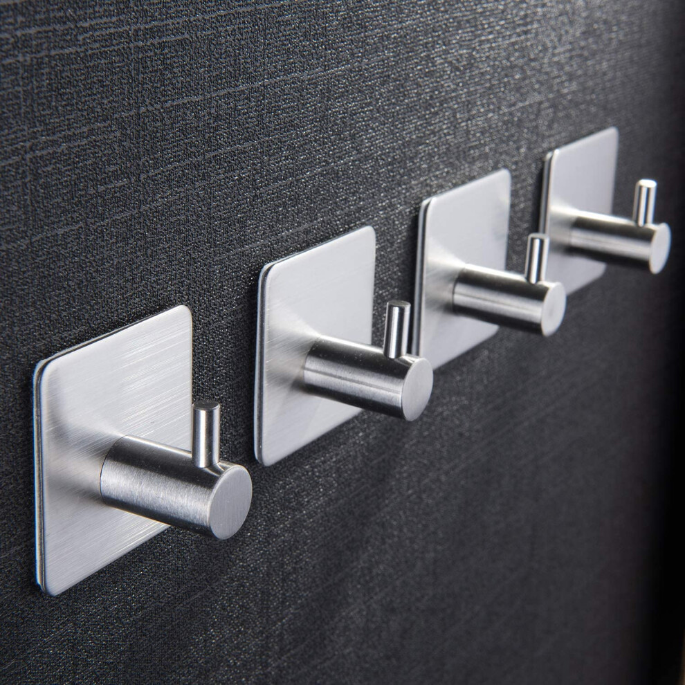 Adhesive Hooks For Hassle-Free Hanging, Utility Hooks Stainless Steel Heavy Duty, Easy Installation Strong Adhesive Pad For Bathrooms Kitchens 9405630214123