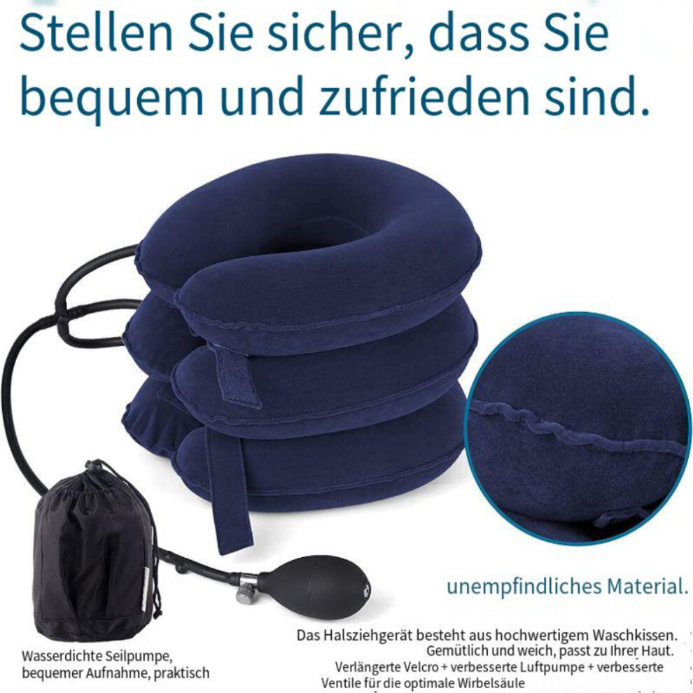 Comfortable Fitting Fabric, Portable Neck Relaxer Inflatable Neck Support, Adjustable Neck Traction For Neck Decompression, Chiropractor Recommended