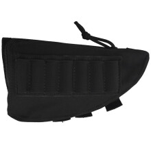 Buttstock Shotgun Ammo Pouch, 600D Nylon Shell Holder With Waterproof Interior Secure Straps, 7.9X3.9, Hunting Shooting Gear, Black