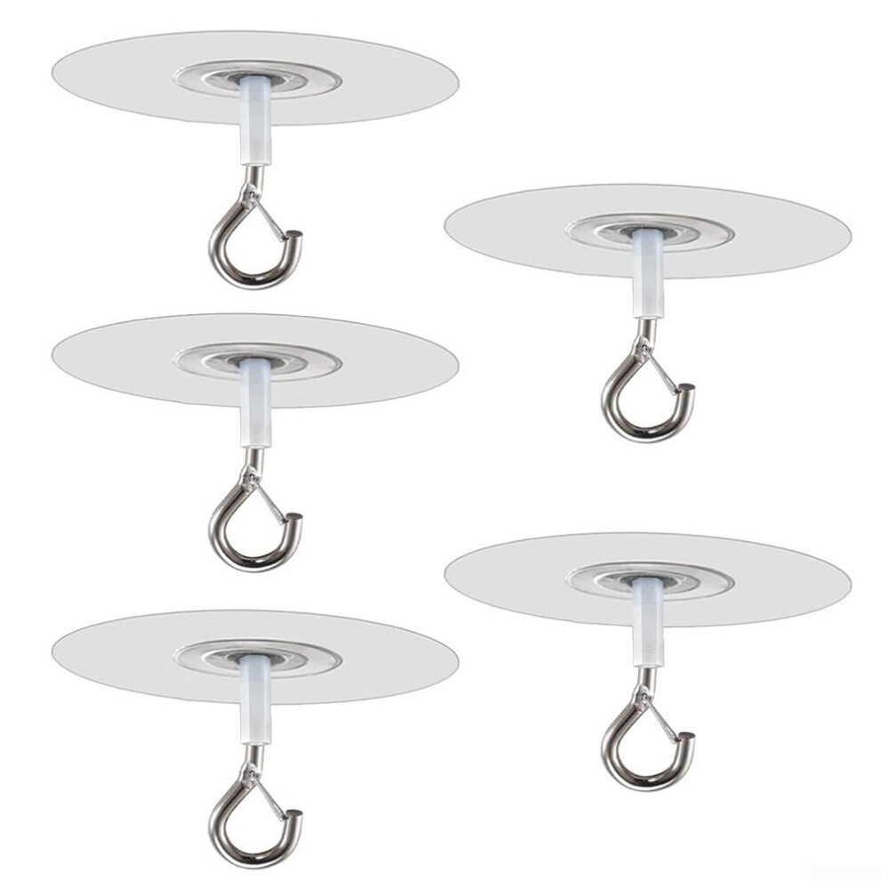 5 Pcs No Hole Ceiling Hooks With Strong Adhesive Hold, Damage Hanging For Kitchen Bathroom 9412369364142