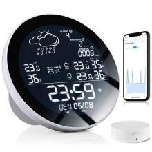 Eleganter, umweltfreundlicher Begleiter: Drahtlose Wetterstation, vielseitig einsetzbares intelligentes Thermometer mit vollfunktionsfähigem Display