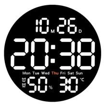 Dual Alarm Clock Digital Wall Clock, Large LED Display with Countdown Timer for Kitchen Office Bedroom, Modern Wall Clock with Temperature Humidity In