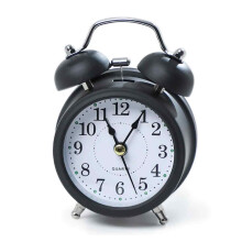 Alarm Clock with Vintage Design, Analogue Bell Alarm Clock with Steel Housing and Glass Front, Battery Operated Silent Operation Alarm Clock with Easy