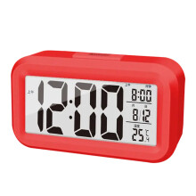 LCD Alarm Clock with Smart Digital Display, White Soft Background Lights Wide Viewing Angle Electronic Timepiece, Snooze Function Ultra-Quiet Scanning