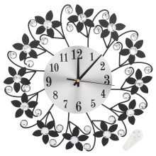 Decorative Wall Clock with Modern Crystal Accents, Non Ticking Quiet Metal Wall Clock with 3D Effect and Silent Sweep Movement, Luxurious Design for L