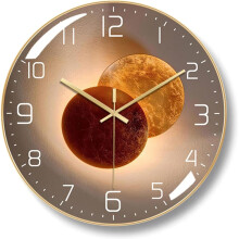 Battery Operated Wall Clock, Modern Round Glass Wall Clocks, Silent Wall Clock with Art Deco Styling, Ultra Thin Frame Design for Living Room Decor, W