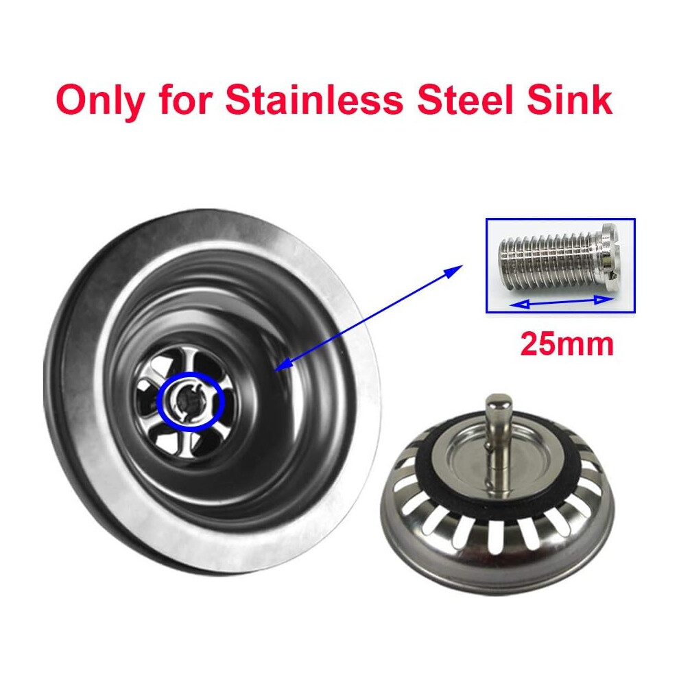 Sink Drain Cover For Kitchen Sink, Stainless Steel Sink Drain Rustproof Sink Drain With Removable Deep Basket, Sink Basket Strainer For Efficient 9128293472524