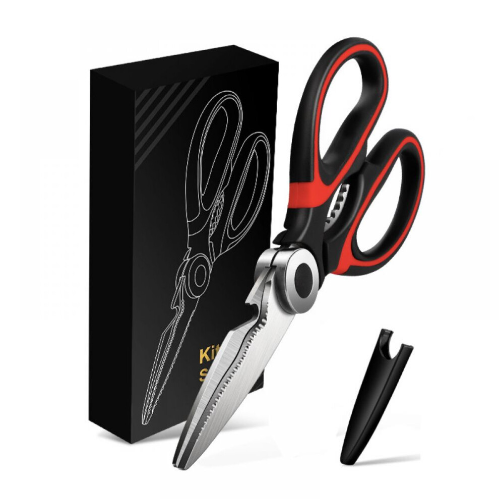 Durable Stainless Steel Kitchen Shears, Soft Grip Handles For Enhanced Control, All Purpose Scissors For Everyday Use, Dishwasher Safe (Black) 9405630903270