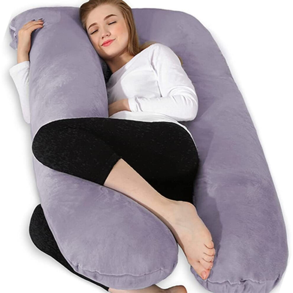 Sound Sleep U Shaped Pregnancy Pillow, Ergonomic Design Full Body Support With Velvet Removable Cover, Pain Relief Oversized Maternity Pillow