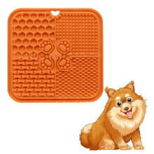 Hundekatzentunge-Matte Silikon 20x20cm Langsamer Futterspender für Katzen Orange Rutschfest