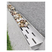 Drainage Channel with Stainless Steel Grate, Outdoor Trench Drain System for Yard and Walkway
