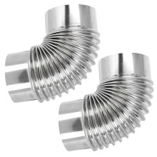 Stainless Steel Chimney Flue Pipe Extension 2 Piece for Camping Stove Leakproof Exhaust Tube Outdoor Indoor Use Long