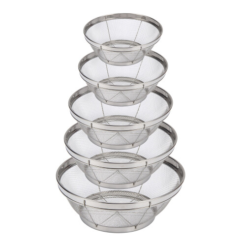 Stainless Steel Mesh Colander For Rinsing Rice Space Saving