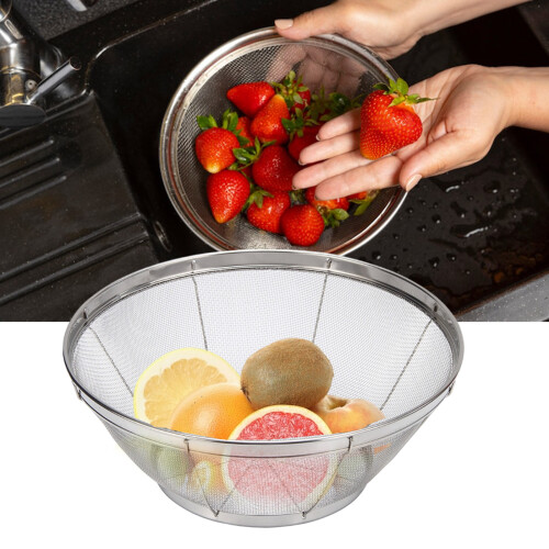 High Capacity Stainless Steel Strainer Mesh Colander For 2