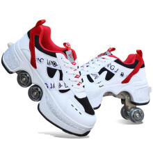 Roller Skate Shoes Deformation Parkour 2In1 DoubleRow Wheel White Size 34