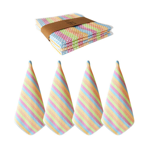 4Pcs Soft Absorbent Cotton Kitchens Towels Quick Drying-style A