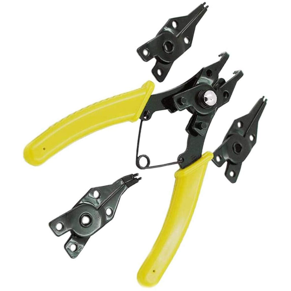 Circlip Pliers Retaining Ring Pliers With Outer And Inner Ring Extractor, Crimping Tool, Yellow Handle 9426802412888