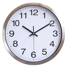 Silent Wall Clock 12-Inch Diameter, Easy to Read Battery Operated Timepiece with Non Ticking Quartz Movement, Modern Design Rust-Resistant Wall Mounte