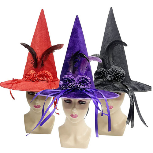 Witch Hat Plushie Velvety Pointed Hat With Artistic-Black 2
