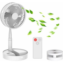 Rechargeable Portable Telescopic Pedestal Fan, 4 Speeds Setting & Remote with Height Adjustable & 180 Angle Wind Direction, Foldable Table Floor