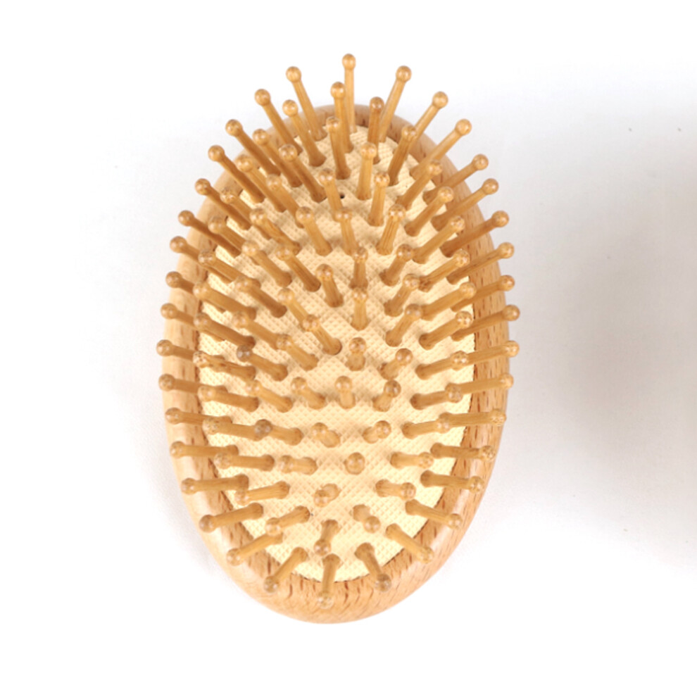 Wooden Hair Brush with Rubber Pad Base, Scalp Massager for Improved Circulation, Comfortable Scalp Massage Natural Wood Bristle Brush, Detangling