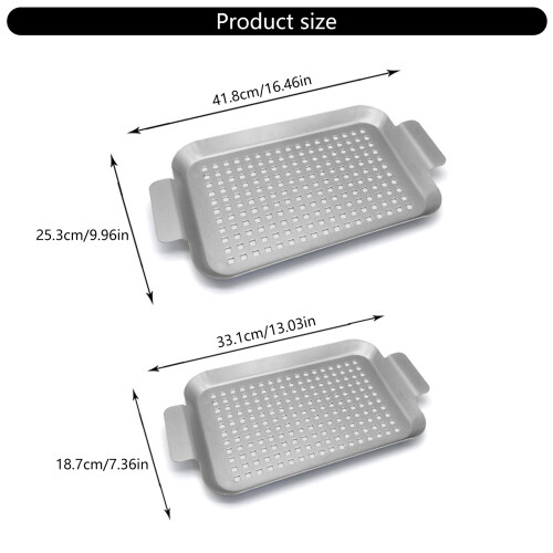 2Pcs Ofen Backform Cookie Tablett Metall Grill Platte BBQ Grill 2