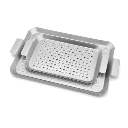 2Pcs Ofen Backform Cookie Tablett Metall Grill Platte BBQ Grill