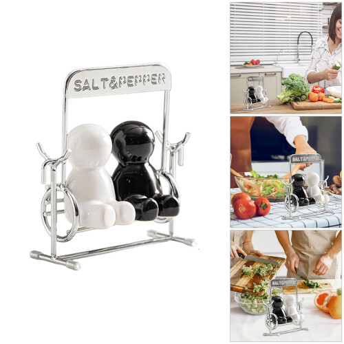 Contemporary Ceramic Salt Pepper Shakers With Secure Cover Space 1